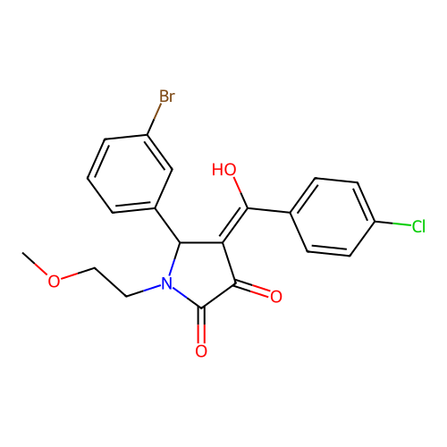 5-(3-bromophenyl)-4-(4-chlorobenzoyl)-3-hydroxy-1-(2-methoxyethyl)-2,5-dihydro-1H-pyrrol-2-one structure