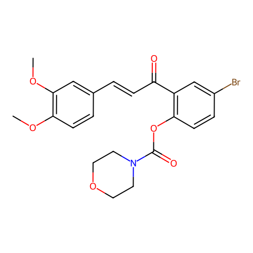 4-bromo-2-[(2E)-3-(3,4-dimethoxyphenyl)prop-2-enoyl]phenyl morpholine-4-carboxylate structure