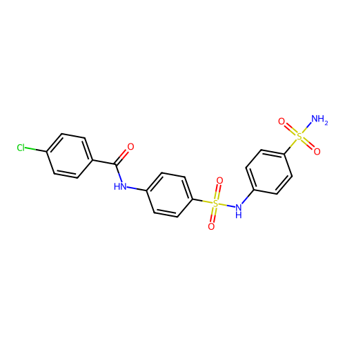 4-chloro-N-{4-[(4-sulfamoylphenyl)sulfamoyl]phenyl}benzamide structure