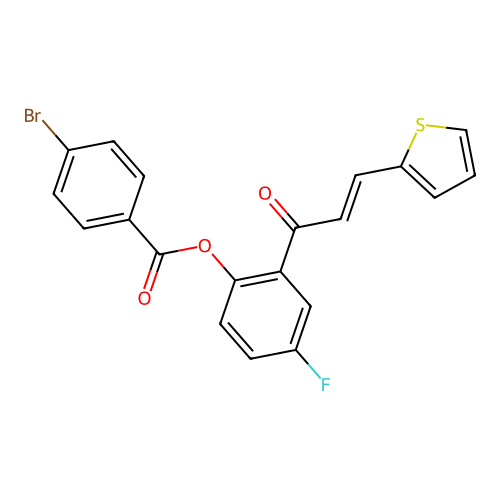 [4-fluoro-2-[(E)-3-thiophen-2-ylprop-2-enoyl]phenyl] 4-bromobenzoate structure