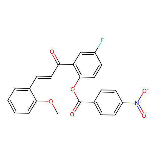 [4-fluoro-2-[(E)-3-(2-methoxyphenyl)prop-2-enoyl]phenyl] 4-nitrobenzoate structure