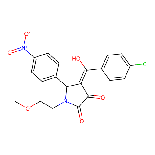 4-(4-chlorobenzoyl)-3-hydroxy-1-(2-methoxyethyl)-5-(4-nitrophenyl)-1H-pyrrol-2(5H)-one structure