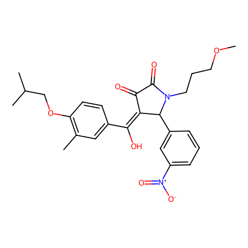 (4E)-4-[hydroxy-[3-methyl-4-(2-methylpropoxy)phenyl]methylidene]-1-(3-methoxypropyl)-5-(3-nitrophenyl)pyrrolidine-2,3-dione structure