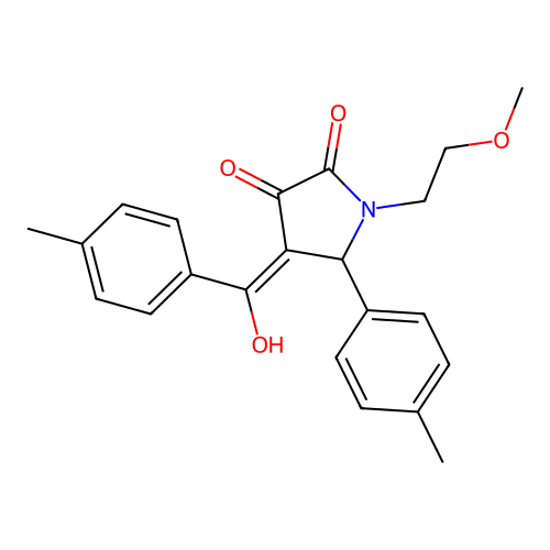 3-hydroxy-1-(2-methoxyethyl)-4-(4-methylbenzoyl)-5-(4-methylphenyl)-2,5-dihydro-1H-pyrrol-2-one structure