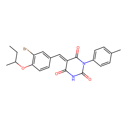 (5E)-5-[(3-bromo-4-butan-2-yloxyphenyl)methylidene]-1-(4-methylphenyl)-1,3-diazinane-2,4,6-trione structure