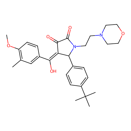 (4E)-5-(4-tert-butylphenyl)-4-[hydroxy(4-methoxy-3-methylphenyl)methylidene]-1-[2-(morpholin-4-yl)ethyl]pyrrolidine-2,3-dione structure