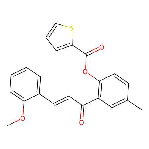2-[(2E)-3-(2-methoxyphenyl)prop-2-enoyl]-4-methylphenyl thiophene-2-carboxylate structure