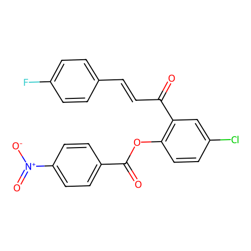 [4-chloro-2-[(E)-3-(4-fluorophenyl)prop-2-enoyl]phenyl] 4-nitrobenzoate structure