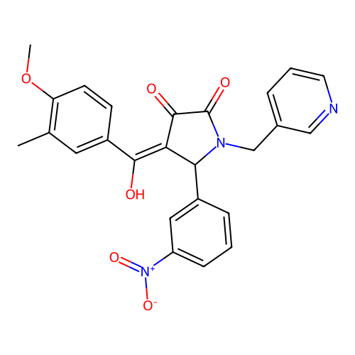 (4E)-4-[hydroxy-(4-methoxy-3-methylphenyl)methylidene]-5-(3-nitrophenyl)-1-(pyridin-3-ylmethyl)pyrrolidine-2,3-dione structure