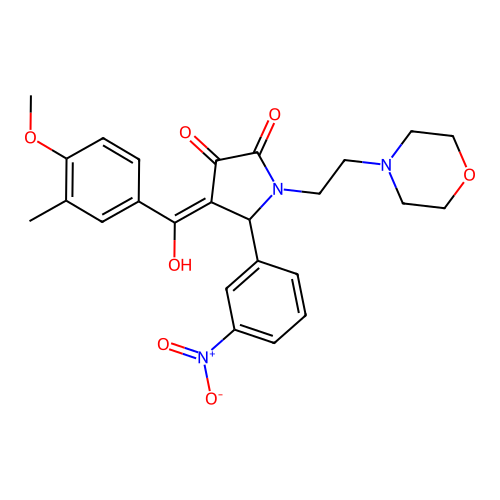 (4E)-4-[hydroxy-(4-methoxy-3-methylphenyl)methylidene]-1-(2-morpholin-4-ylethyl)-5-(3-nitrophenyl)pyrrolidine-2,3-dione structure