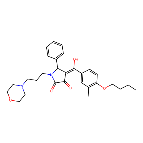 (4E)-4-[(4-butoxy-3-methylphenyl)-hydroxymethylidene]-1-(3-morpholin-4-ylpropyl)-5-phenylpyrrolidine-2,3-dione structure