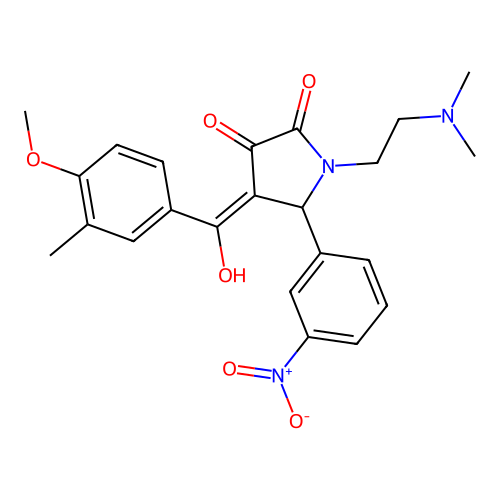 (4E)-1-(2-dimethylaminoethyl)-4-[hydroxy-(4-methoxy-3-methylphenyl)methylidene]-5-(3-nitrophenyl)pyrrolidine-2,3-dione structure