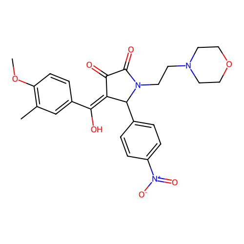 (4E)-4-[hydroxy-(4-methoxy-3-methylphenyl)methylidene]-1-(2-morpholin-4-ylethyl)-5-(4-nitrophenyl)pyrrolidine-2,3-dione structure