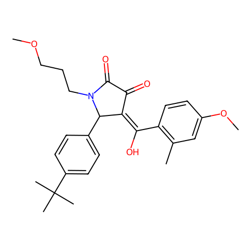 (4E)-5-(4-tert-butylphenyl)-4-[hydroxy(4-methoxy-2-methylphenyl)methylidene]-1-(3-methoxypropyl)pyrrolidine-2,3-dione structure
