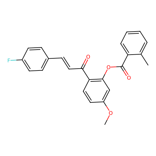 2-[(2E)-3-(4-fluorophenyl)prop-2-enoyl]-5-methoxyphenyl 2-methylbenzoate structure