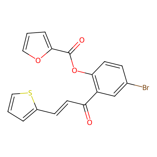 4-bromo-2-[(2E)-3-(thiophen-2-yl)prop-2-enoyl]phenyl furan-2-carboxylate structure