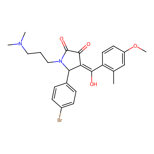 (4E)-5-(4-bromophenyl)-1-[3-(dimethylamino)propyl]-4-[hydroxy-(4-methoxy-2-methylphenyl)methylidene]pyrrolidine-2,3-dione structure