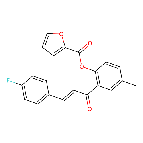 2-[(2E)-3-(4-fluorophenyl)prop-2-enoyl]-4-methylphenyl furan-2-carboxylate structure