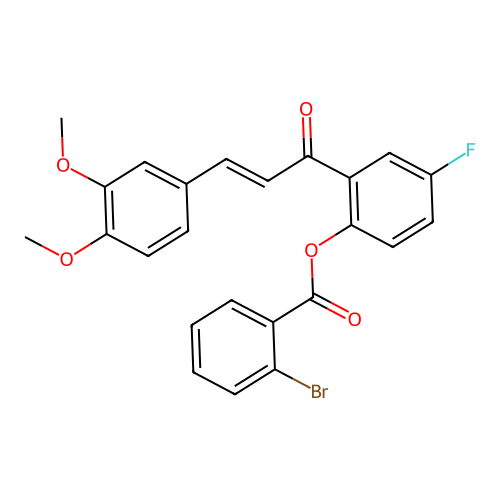 2-[(2E)-3-(3,4-dimethoxyphenyl)prop-2-enoyl]-4-fluorophenyl 2-bromobenzoate structure
