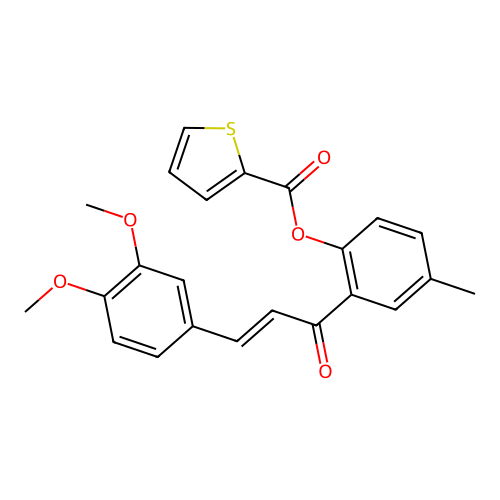 (E)-2-(3-(3,4-dimethoxyphenyl)acryloyl)-4-methylphenyl thiophene-2-carboxylate structure