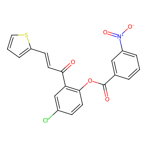4-chloro-2-[(2E)-3-(thiophen-2-yl)prop-2-enoyl]phenyl 3-nitrobenzoate structure
