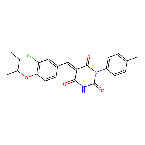 (5E)-5-[(4-butan-2-yloxy-3-chlorophenyl)methylidene]-1-(4-methylphenyl)-1,3-diazinane-2,4,6-trione structure