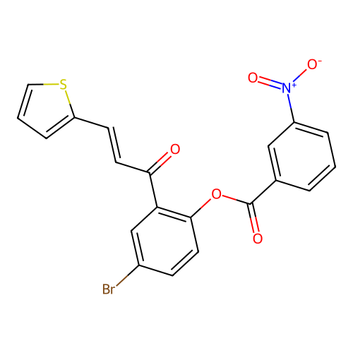 [4-bromo-2-[(E)-3-thiophen-2-ylprop-2-enoyl]phenyl] 3-nitrobenzoate structure
