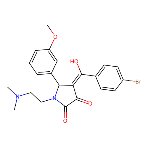 (4E)-4-[(4-bromophenyl)-hydroxymethylidene]-1-(2-dimethylaminoethyl)-5-(3-methoxyphenyl)pyrrolidine-2,3-dione structure