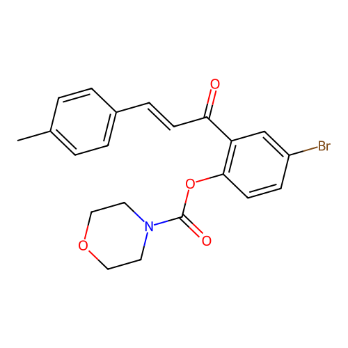 (E)-4-bromo-2-(3-(p-tolyl)acryloyl)phenyl morpholine-4-carboxylate structure