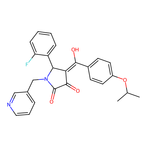 (4E)-5-(2-fluorophenyl)-4-[hydroxy-(4-propan-2-yloxyphenyl)methylidene]-1-(pyridin-3-ylmethyl)pyrrolidine-2,3-dione structure