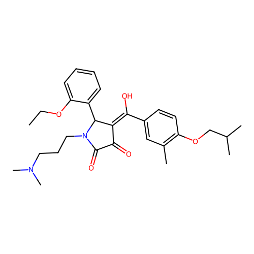 (4E)-1-[3-(dimethylamino)propyl]-5-(2-ethoxyphenyl)-4-[hydroxy-[3-methyl-4-(2-methylpropoxy)phenyl]methylidene]pyrrolidine-2,3-dione structure
