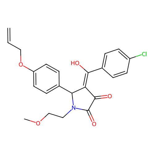 (4E)-4-[(4-chlorophenyl)(hydroxy)methylidene]-1-(2-methoxyethyl)-5-[4-(prop-2-en-1-yloxy)phenyl]pyrrolidine-2,3-dione structure