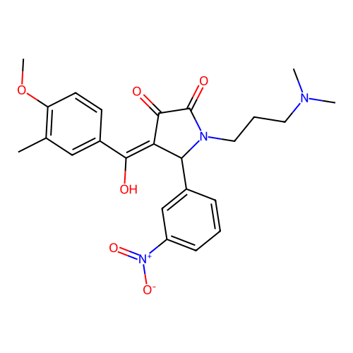 (4E)-1-[3-(dimethylamino)propyl]-4-[hydroxy-(4-methoxy-3-methylphenyl)methylidene]-5-(3-nitrophenyl)pyrrolidine-2,3-dione structure