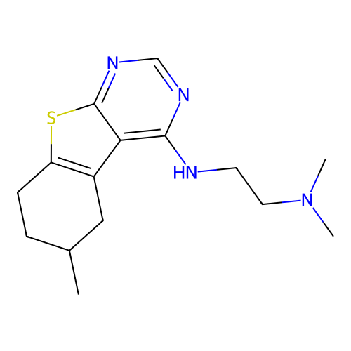 N',N'-dimethyl-N-(6-methyl-5,6,7,8-tetrahydro-[1]benzothiolo[2,3-d]pyrimidin-4-yl)ethane-1,2-diamine structure