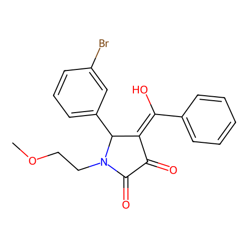 4-benzoyl-5-(3-bromophenyl)-3-hydroxy-1-(2-methoxyethyl)-2,5-dihydro-1H-pyrrol-2-one structure