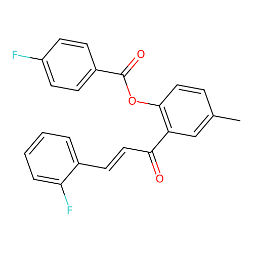 2-[(2E)-3-(2-fluorophenyl)prop-2-enoyl]-4-methylphenyl 4-fluorobenzoate structure