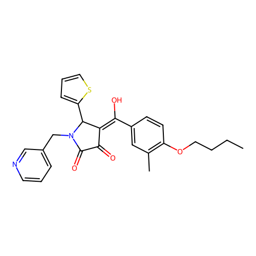 4-(4-butoxy-3-methylbenzoyl)-3-hydroxy-1-[(pyridin-3-yl)methyl]-5-(thiophen-2-yl)-2,5-dihydro-1H-pyrrol-2-one structure