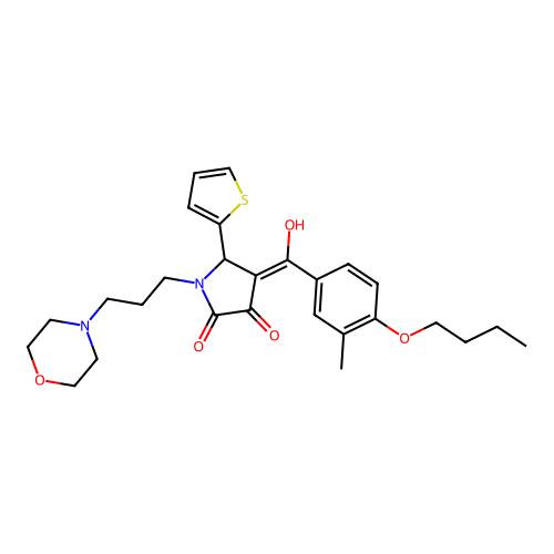 (4E)-4-[(4-butoxy-3-methylphenyl)-hydroxymethylidene]-1-(3-morpholin-4-ylpropyl)-5-thiophen-2-ylpyrrolidine-2,3-dione structure