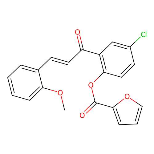4-chloro-2-[(2E)-3-(2-methoxyphenyl)prop-2-enoyl]phenyl furan-2-carboxylate structure