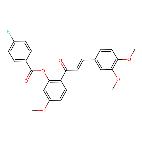 2-[(2E)-3-(3,4-dimethoxyphenyl)prop-2-enoyl]-5-methoxyphenyl 4-fluorobenzoate structure