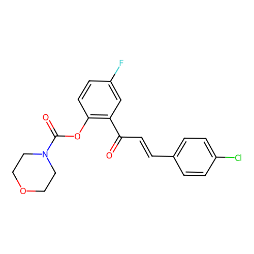 2-[(2E)-3-(4-chlorophenyl)prop-2-enoyl]-4-fluorophenyl morpholine-4-carboxylate structure