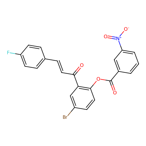 [4-bromo-2-[(E)-3-(4-fluorophenyl)prop-2-enoyl]phenyl] 3-nitrobenzoate structure
