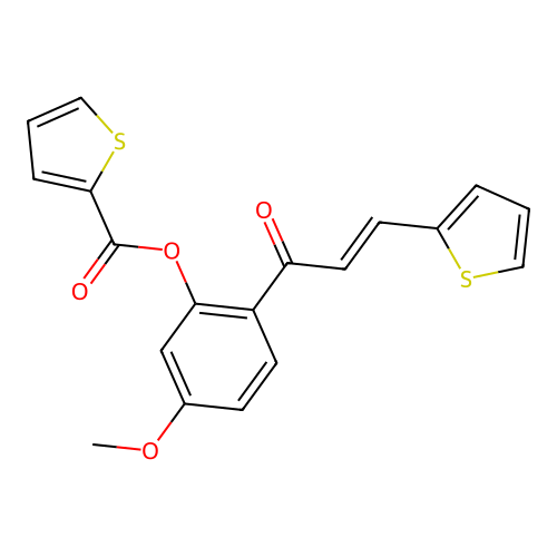 5-methoxy-2-[(2E)-3-(thiophen-2-yl)prop-2-enoyl]phenyl thiophene-2-carboxylate structure