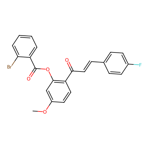 2-[(2E)-3-(4-fluorophenyl)prop-2-enoyl]-5-methoxyphenyl 2-bromobenzoate structure