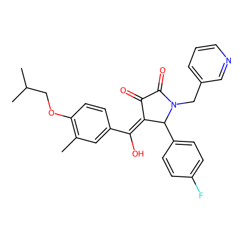 (4E)-5-(4-fluorophenyl)-4-[hydroxy-[3-methyl-4-(2-methylpropoxy)phenyl]methylidene]-1-(pyridin-3-ylmethyl)pyrrolidine-2,3-dione structure