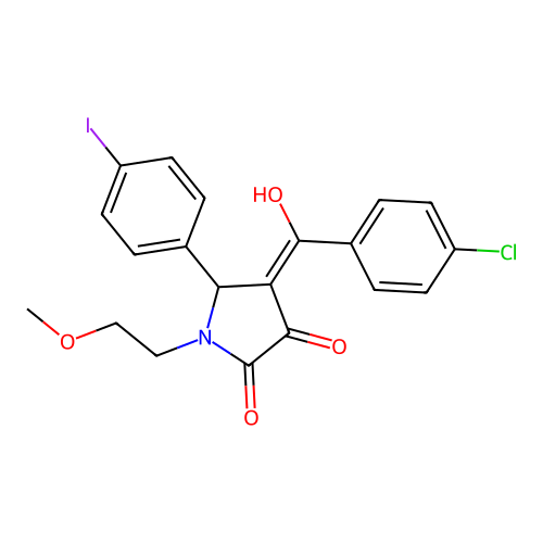4-(4-chlorobenzoyl)-3-hydroxy-5-(4-iodophenyl)-1-(2-methoxyethyl)-2,5-dihydro-1H-pyrrol-2-one structure