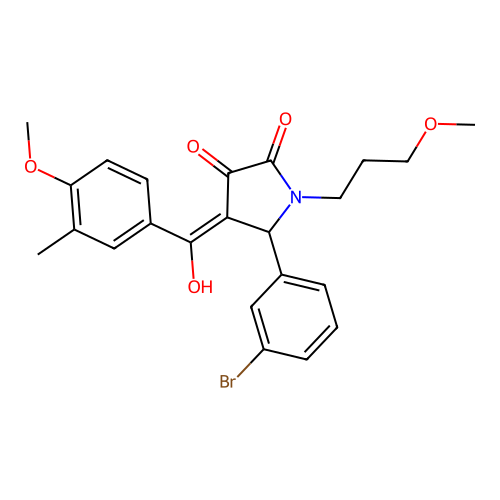 (4E)-5-(3-bromophenyl)-4-[hydroxy(4-methoxy-3-methylphenyl)methylidene]-1-(3-methoxypropyl)pyrrolidine-2,3-dione structure