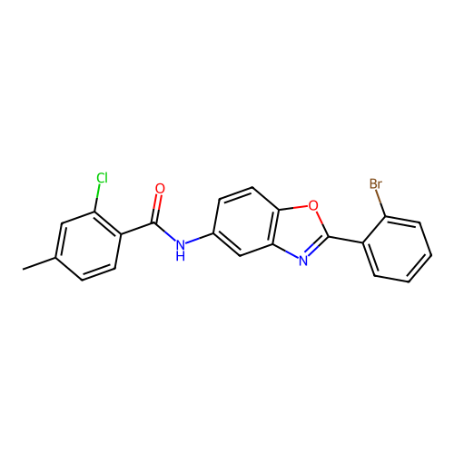N-[2-(2-bromophenyl)-1,3-benzoxazol-5-yl]-2-chloro-4-methylbenzamide structure