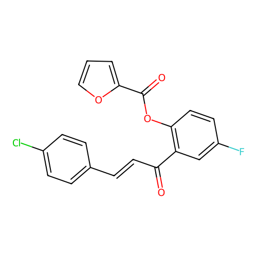 2-[(2E)-3-(4-chlorophenyl)prop-2-enoyl]-4-fluorophenyl furan-2-carboxylate structure