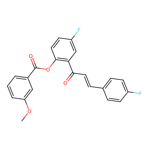4-fluoro-2-[(2E)-3-(4-fluorophenyl)prop-2-enoyl]phenyl 3-methoxybenzoate structure
